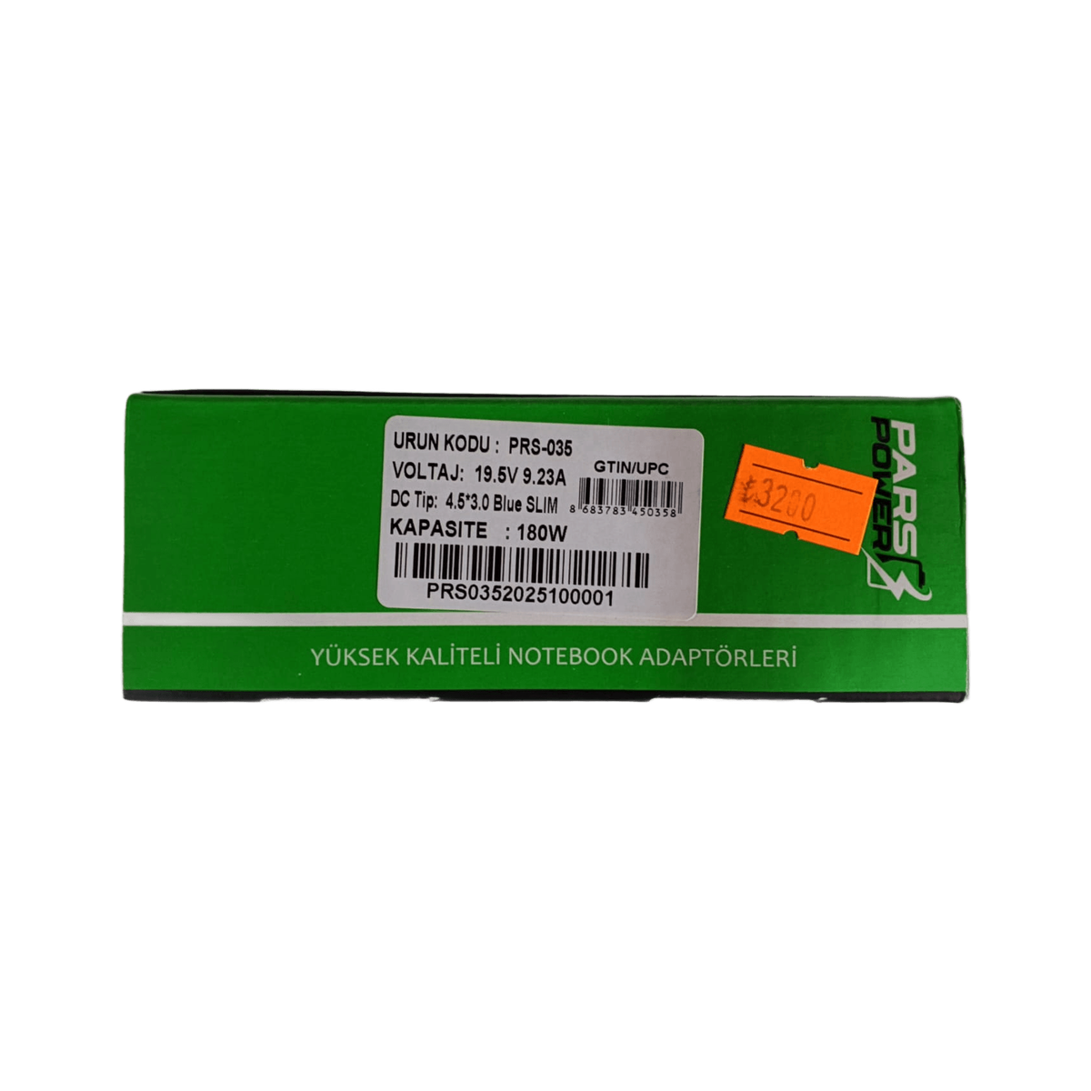 Pars Power PRS-035 Dell Uyumlu 19.5V 9.23A 180W Laptop Adaptörü (4.5x3.0mm Blue Slim)